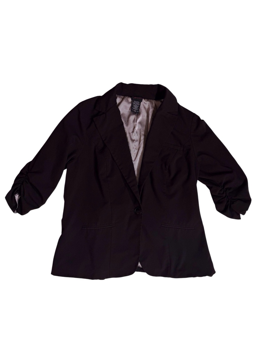 Torrid Black Single-Button 3/4 ruched sleeved Women's Blazer size Large/ 12